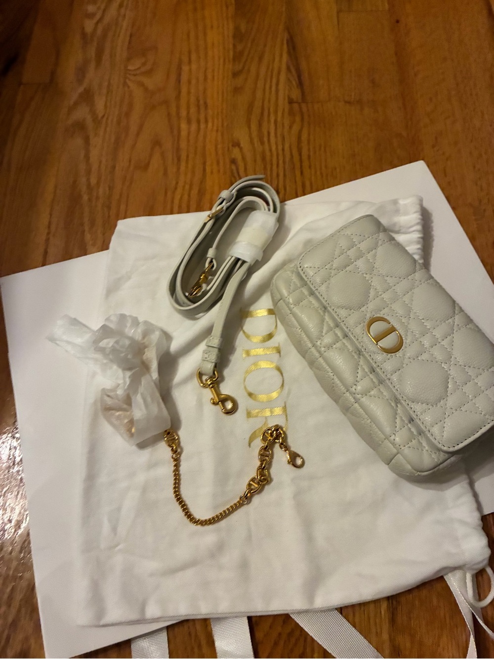 Dior Cream Quilted Leather Crossbody with Gold Hardware